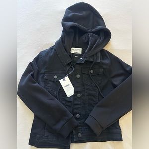 Black jean and fur jacket